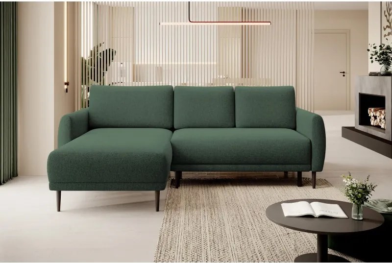 Narożnik BONO z funkcją spania Drewniane nóżki Eleganckie podłokietniki Głębokie siedzisko Lewa strona Barrel 37