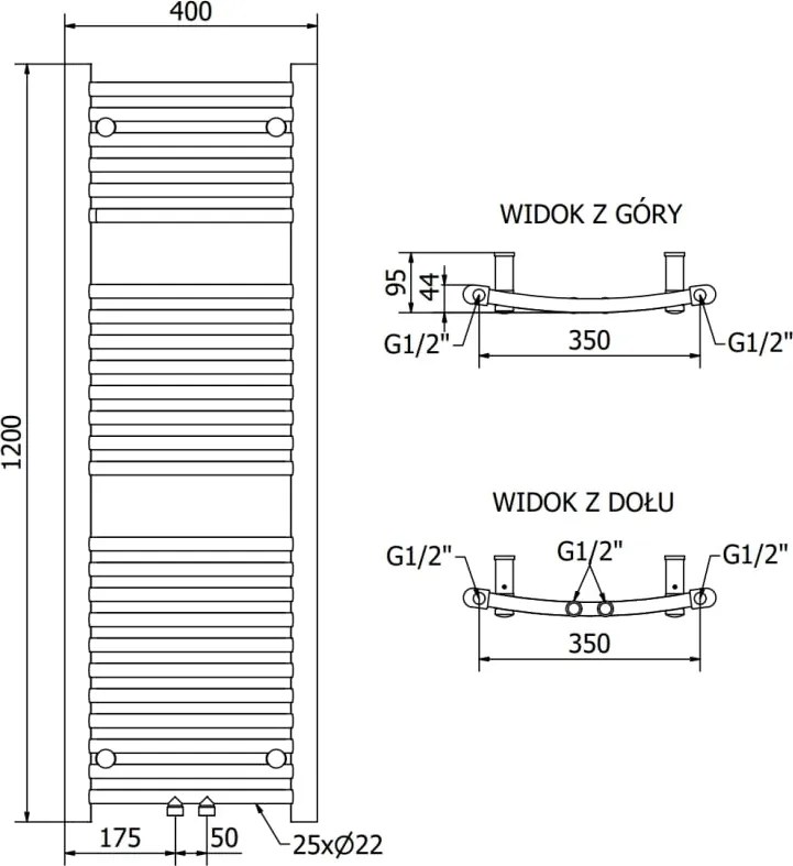 Mexen Ares grzejnik elektryczny 1200 x 400 mm, 400 W, czarny - W102-1200-400-6400-70