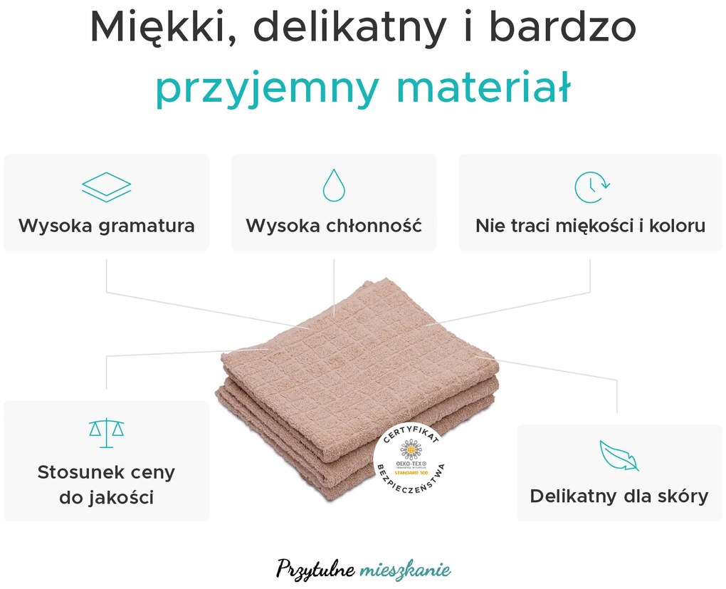 Ręcznik JERRY 50 x 90 cm piaskowy, 100% bawełna