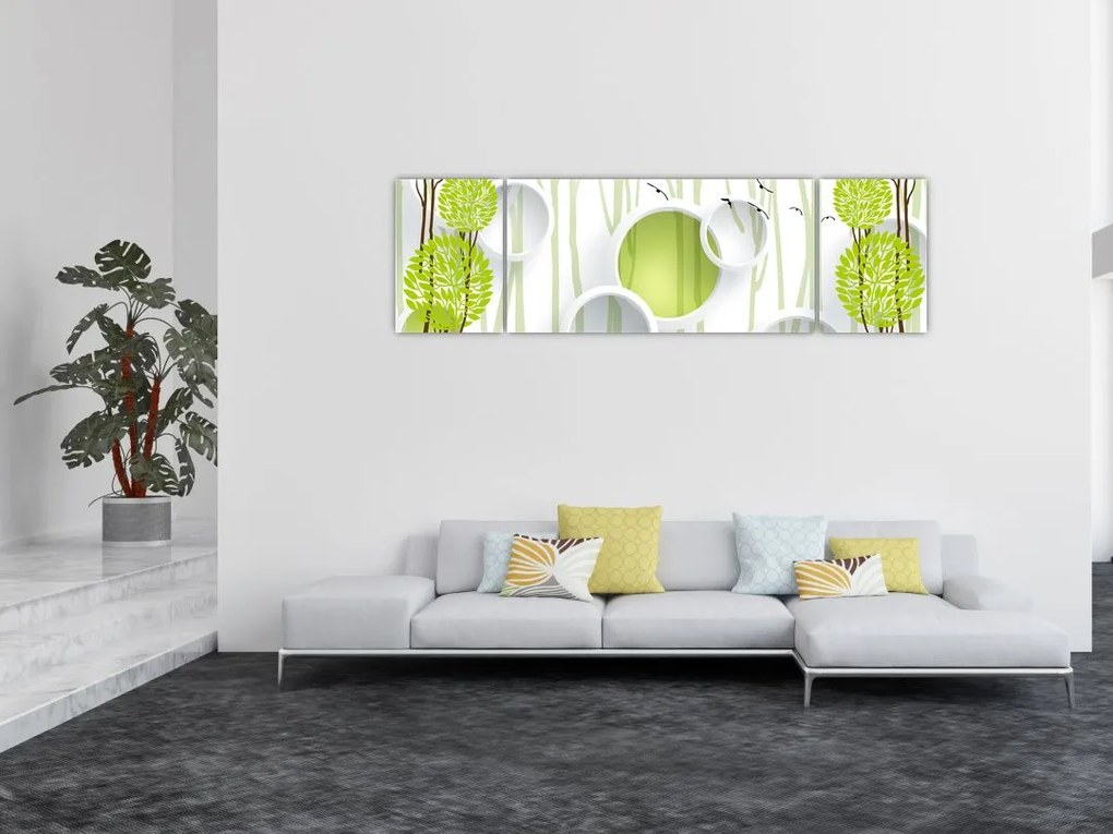 Obraz abstrakcji z drzewami (170x50 cm)