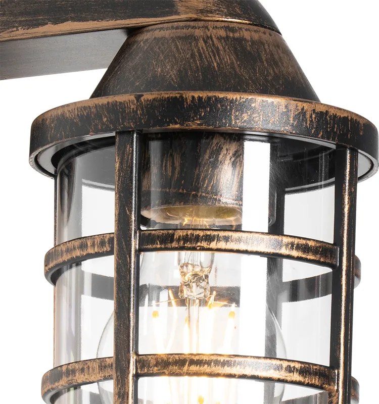 Winylowa lampa ścienna zewnętrzna antyczne złoto IP54 - Joeri