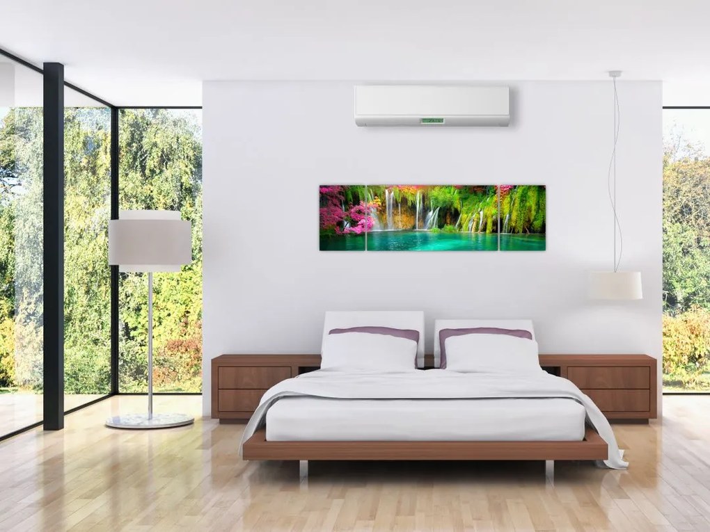 Obraz - Wodospad, Jeziora Plitwickie, Chorwacja (170x50 cm)