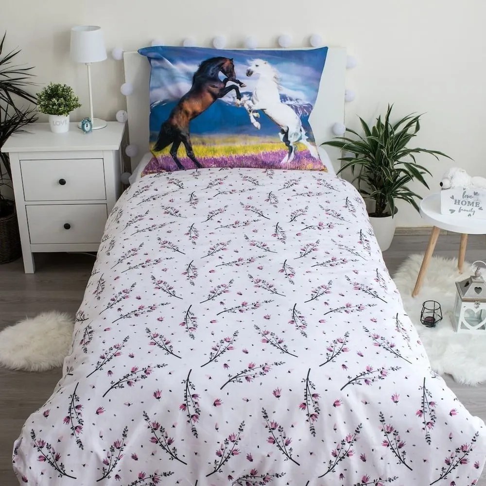 Bawełniana pościel dziecięca jednoosobowa 140x200 cm Horse "Meadow" – Jerry Fabrics