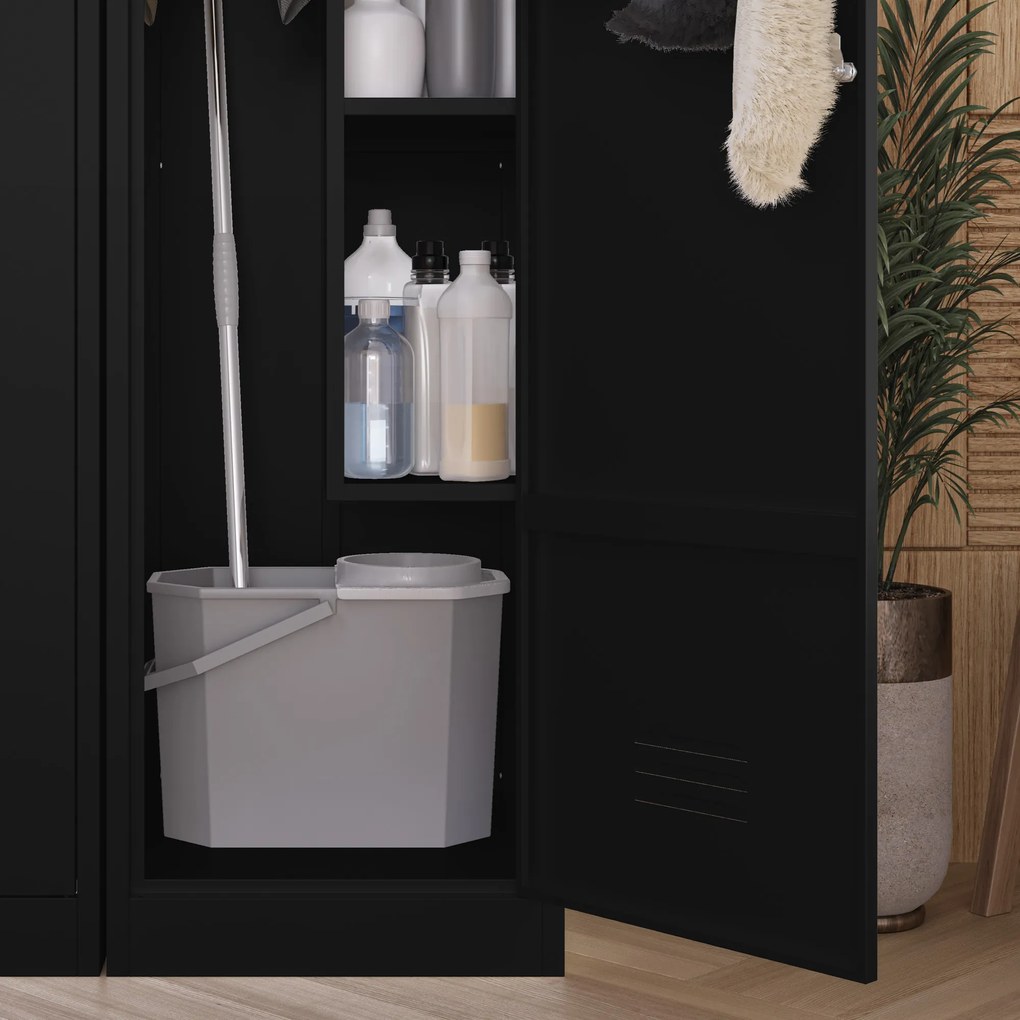 Metalowa szafa gospodarcza AGNES, 500 x 1850 500 mm, czarna