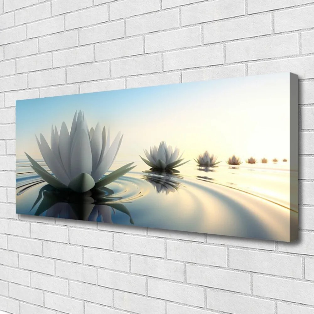 Obraz canvas na ścianę Lilie Wodne w Cichym Stawie