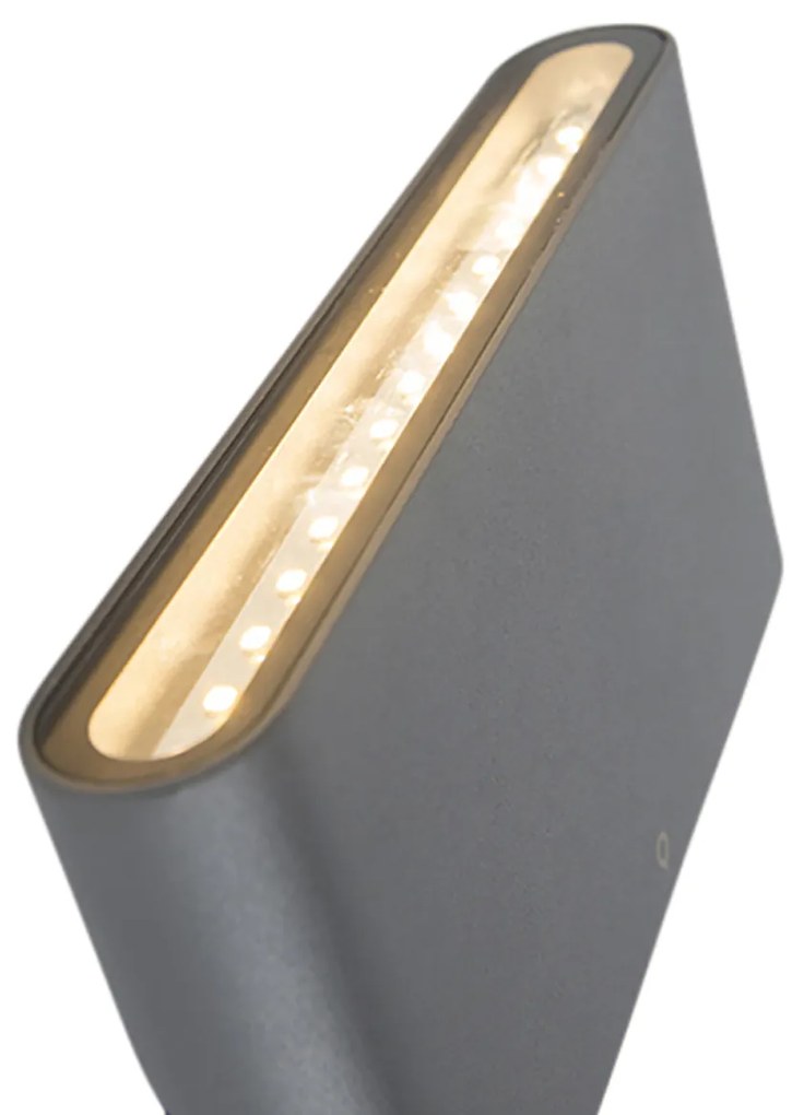 Zewnetrzna Zestaw 2 lamp ściennych zewnętrznych ciemnoszary 17,5 cm z LED - Batt Nowoczesny Oswietlenie zewnetrzne