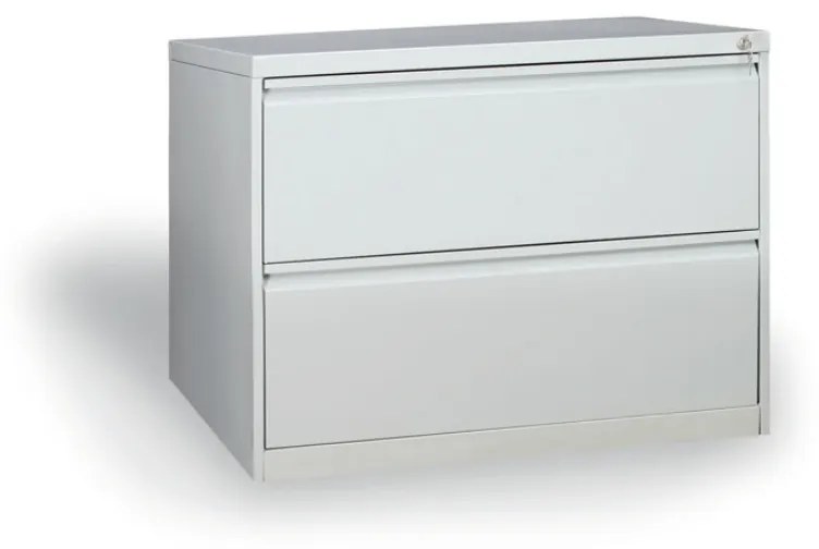 Dwurzędowa szafa kartotekowe A4, 2 szuflady, kolor szary