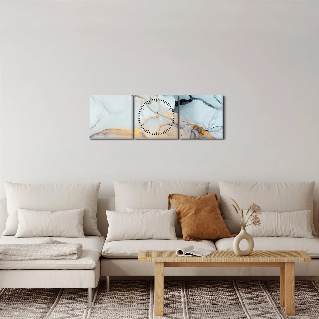 Obraz - marmur (z zegarem) (90x30 cm)