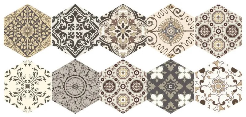 Zestaw 10 naklejek na podłogę Ambiance Floor Stickers Hexagons Luiza, 40x90 cm