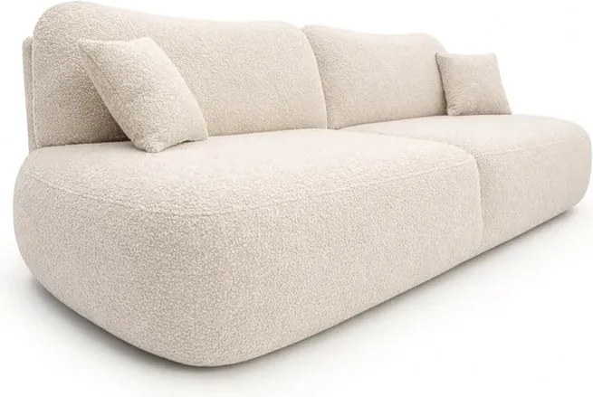 Sofa AVERIO Rozkładana Dwuosobowa Kremowa Boucle Japandi