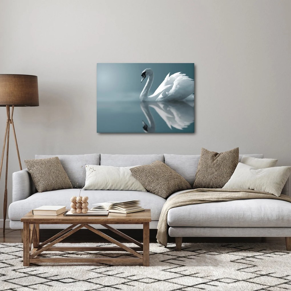 Obraz - Biały łabędź (70x50 cm)