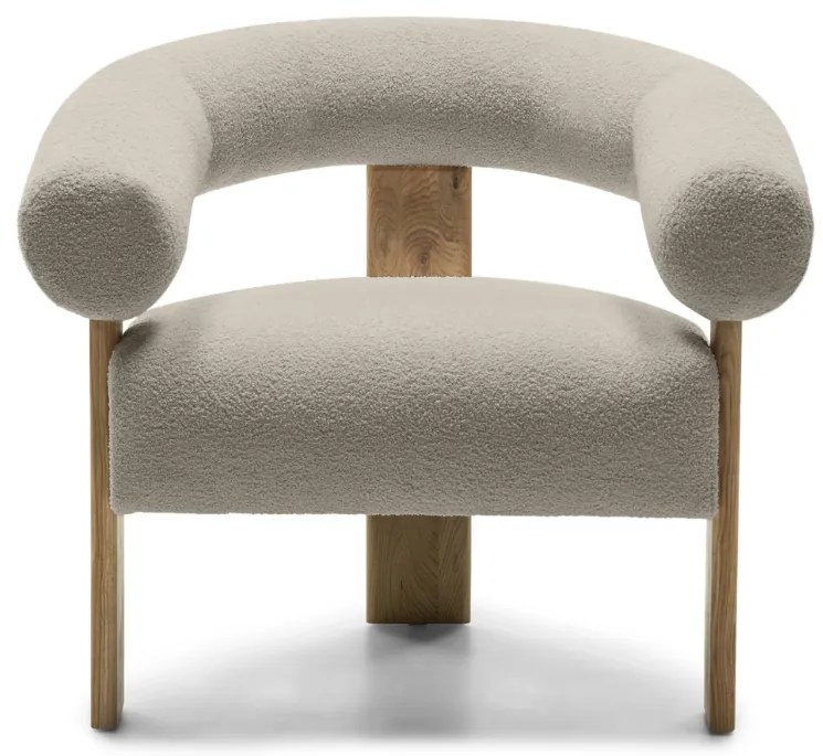 Beżowy designerski fotel KOKEI, dąb