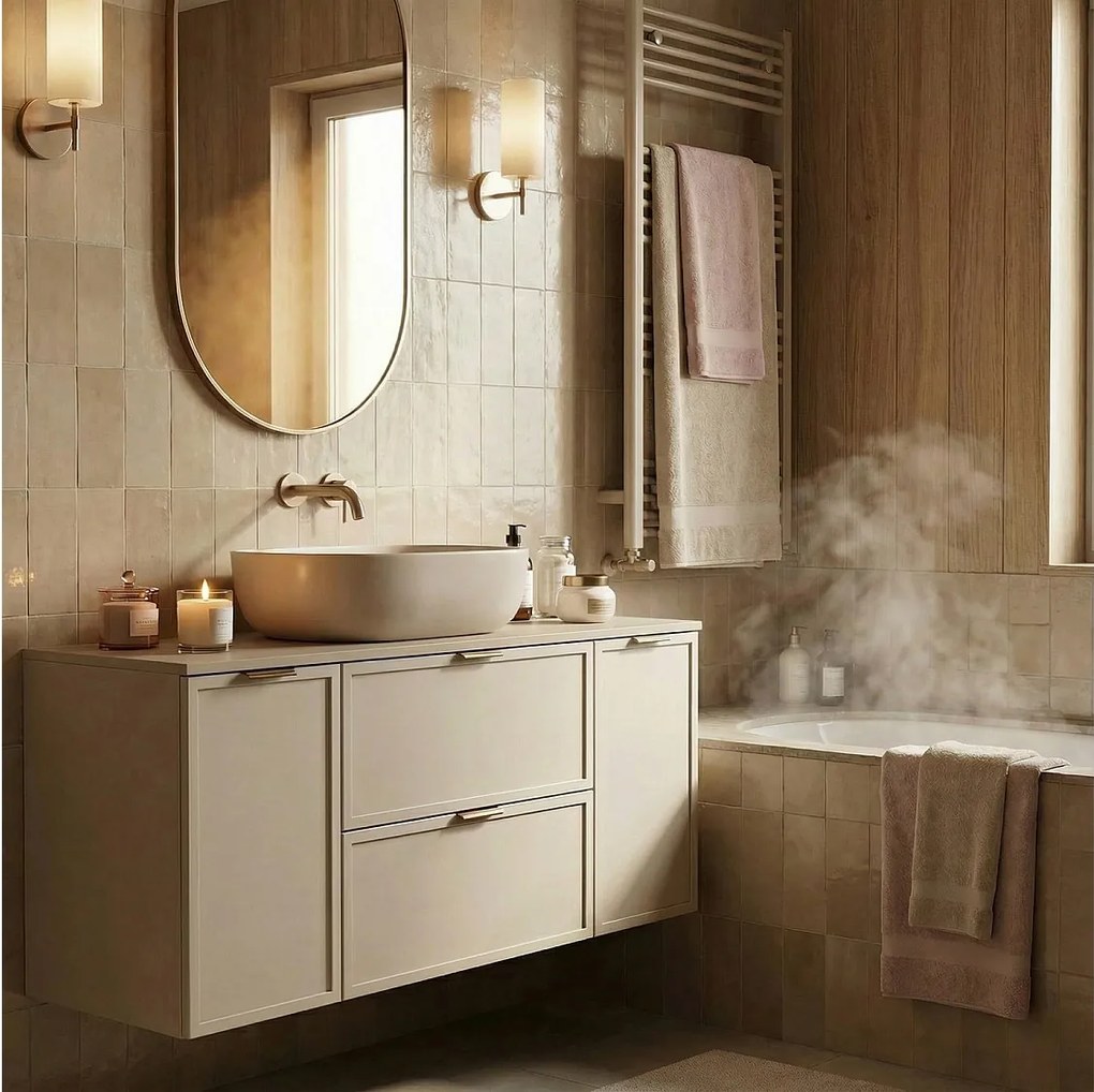 Kaszmirowa Szafka pod Umywalkę z Koszem na Pranie 100cm Fronty Ramka Roma