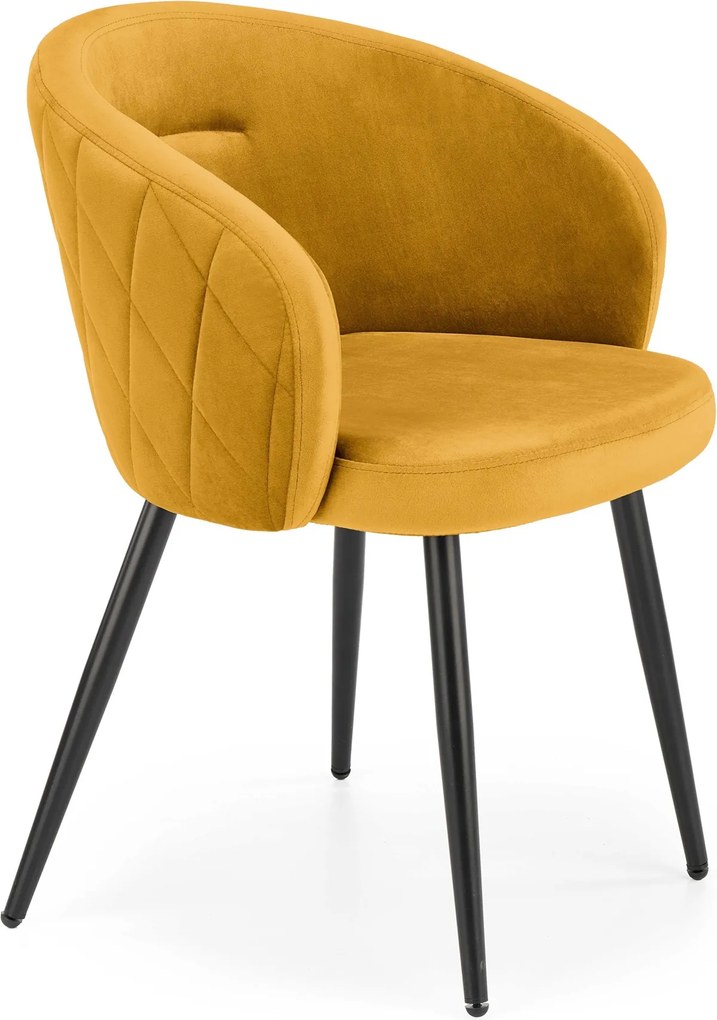 Velvetowy fotel do jadalni z podłokietnikami K430