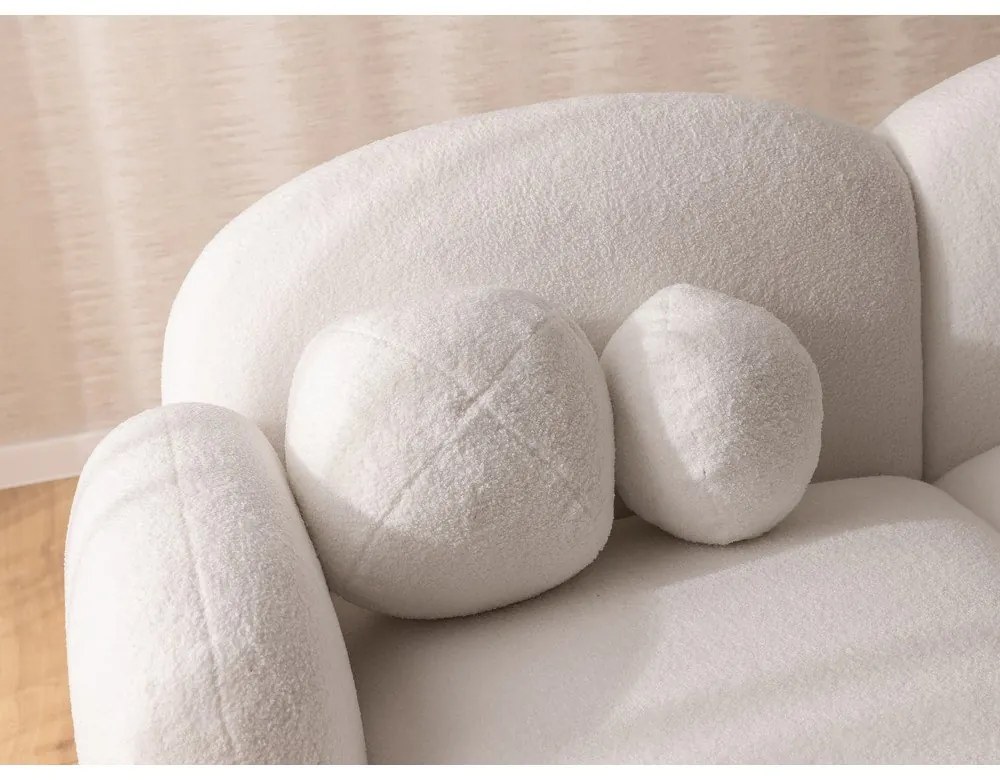 Kremowy narożnik z materiału bouclé (lewostronny/z szezlongiem) Orbit – Ropez