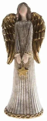 Ozdoba świąteczna Anioł z gwiazdą, 15 cm, żywica