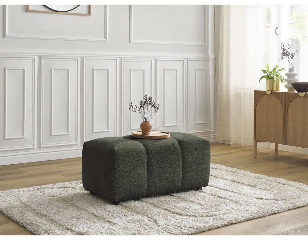 Podnóżek z tkaniny szenilowej w kolorze khaki Roxelane – Bobochic Paris