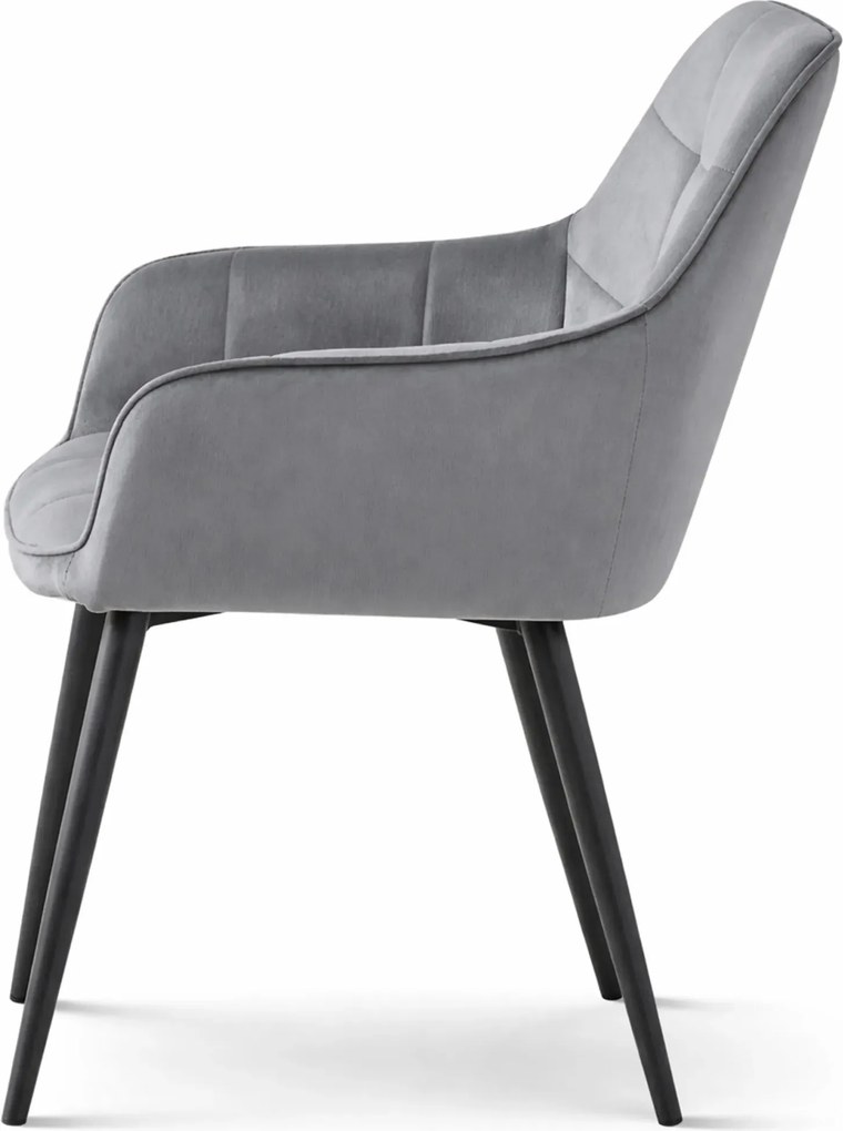 Ciemnoszare krzesło welurowe tapicerowane D6-L17