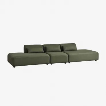 Sofa Modułowy 3-częściowy Z Podwójnym Szezlongiem Fogler Tkanina Baranek Boucle Żółty Curri - Sklum