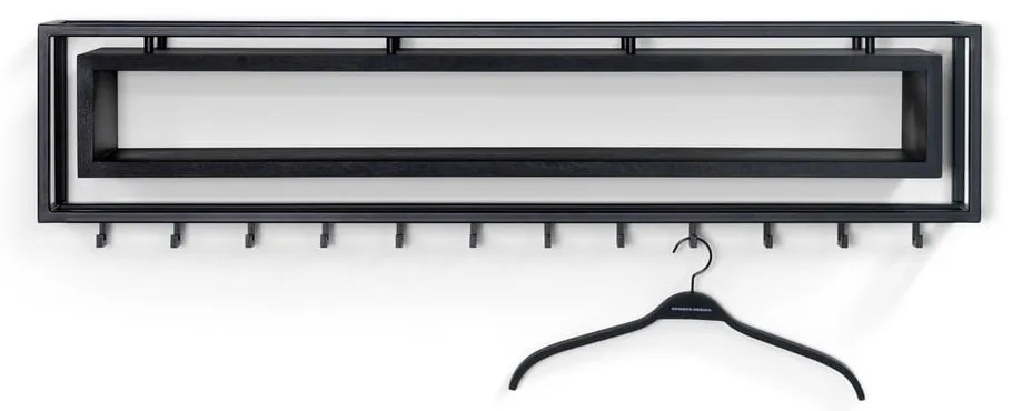 Czarny metalowy wieszak ścienny z półką School – Spinder Design