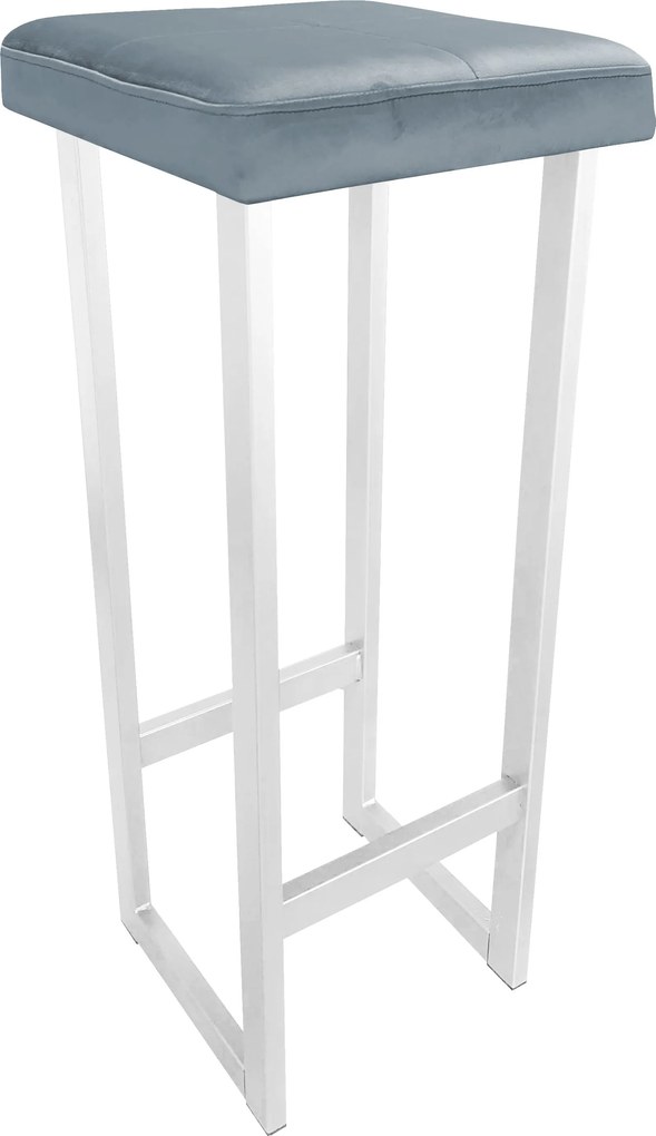 Hoker ALEX krzesło barowe tkanina Welur podstawa metalowa : Kolor Stelaża - Biały, Kolor tkaniny - VELVET - BL06, Wysokość - 90 cm