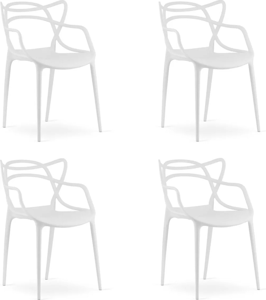 Zestaw 4 białych krzeseł plastikowych KATO
