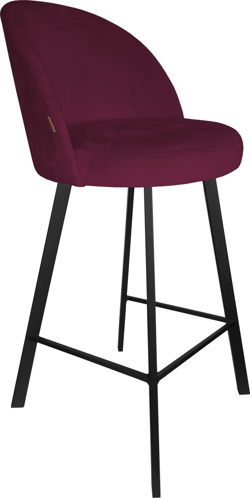Hoker TRIX krzesło barowe tkanina Welur podstawa metalowa : Kolor nogi - Czarna profil, Kolor tkaniny - VELVET - MG02, Typ siedziska - Siedzisko stałe