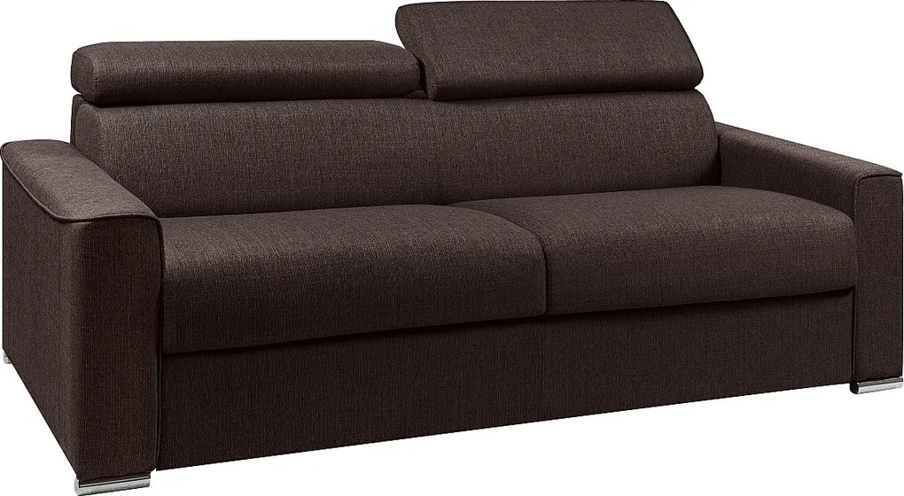 Kanapa 4-osobowa rozkładana typu express z tkaniny VIZIR - kolor brązowy - pow. spania: 160 cm - Materac 22 cm