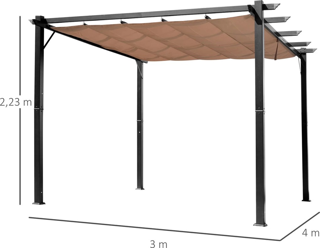 Outsunny Pergola Aluminiowa do Ogrodu 3x4m z Nawiewem na Zewnątrz -chronia od Słońca, z Aluminium | Aosom | PL