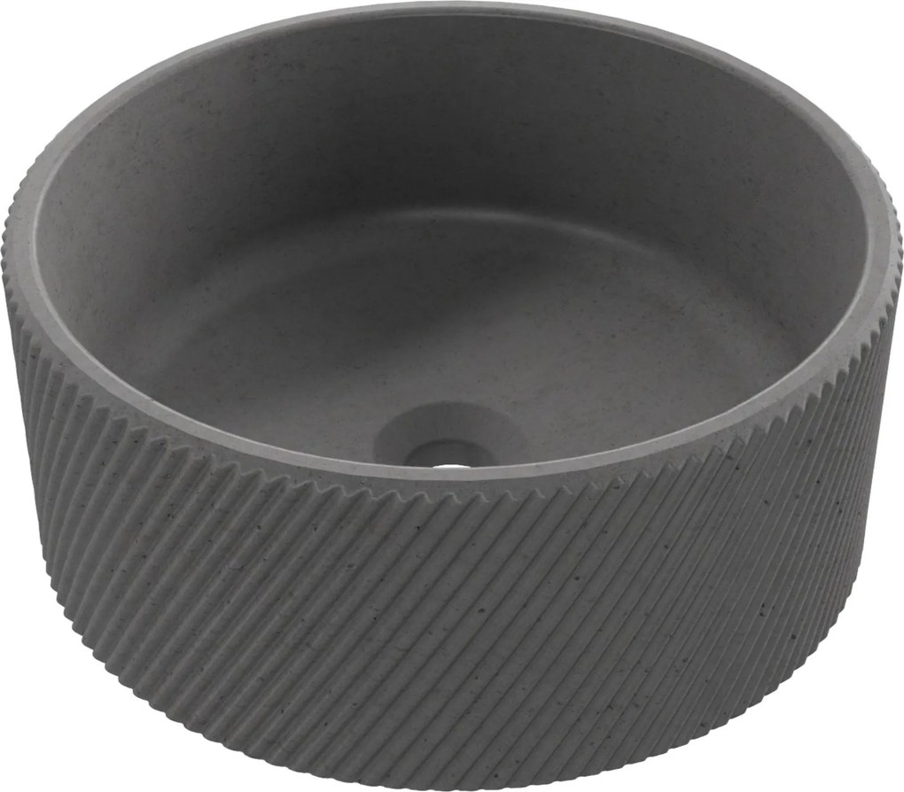 Umywalka betonowa nablatowa okrągła bez otworu na baterię 37 cm VIJA | różne kolory : Kolor - Popielaty