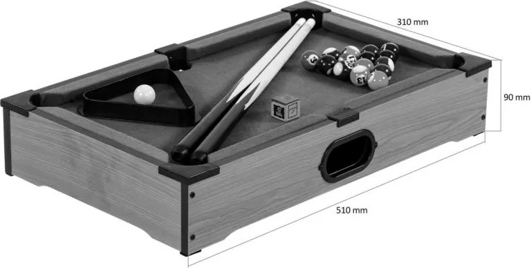 Mini bilard stołowy z akcesoriami 51 x 31 x 10 cm - ciemny