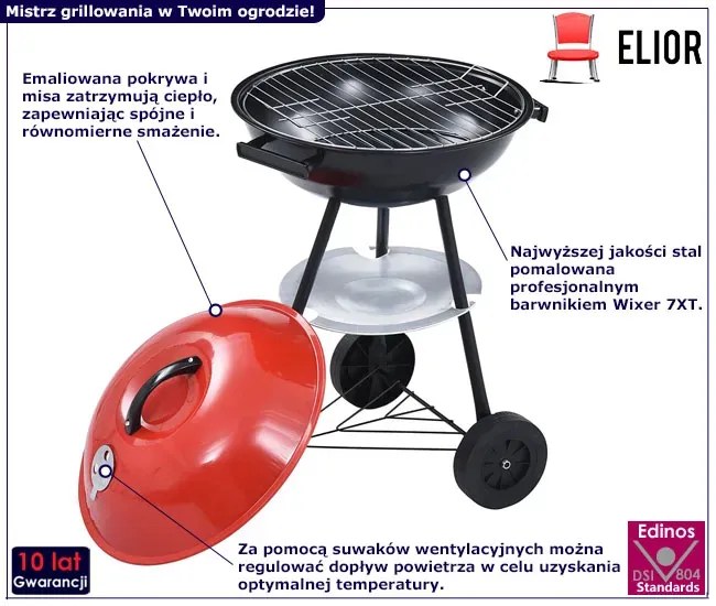 Okrągły grill na kółkach z pokrywą B0-Z04