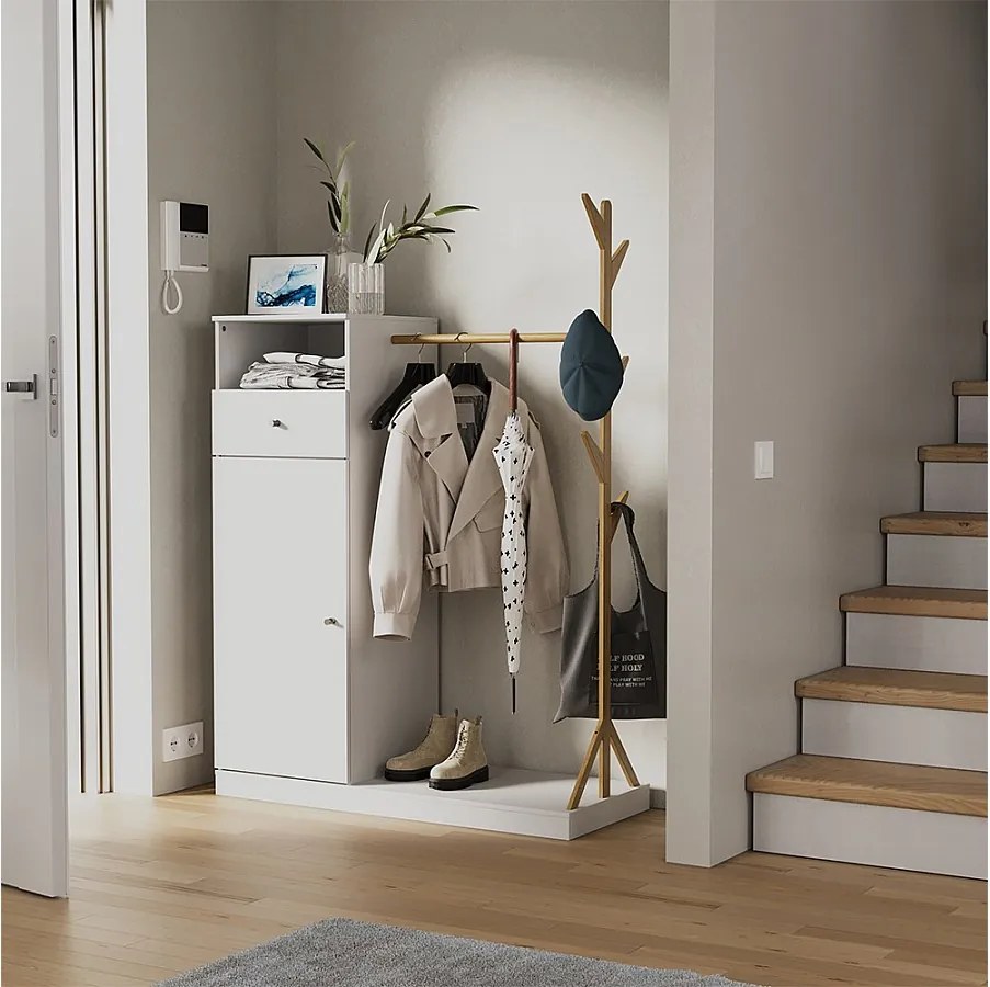 Szafa biały/bambus 100x40x145 liria