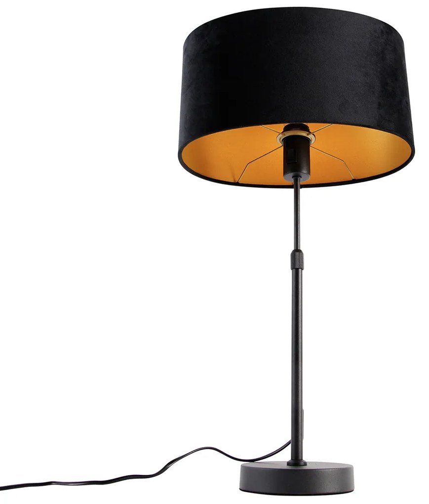 Lampa stołowa czarna z owalnym aksamitnym abażurem, 35 cm - Parte Nowoczesny Oswietlenie wewnetrzne