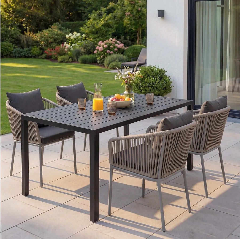 Zestaw ogrodowy MCW-N41 (5-częściowy),  szary, poduszki ciemnoszare