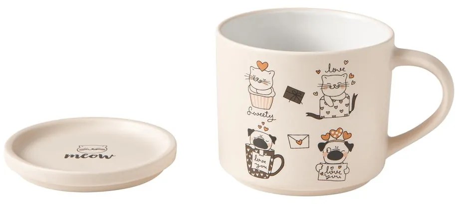 Pomarańczowe/beżowe porcelanowe kubki zestaw 2 szt. 350 ml Cats – Brandani