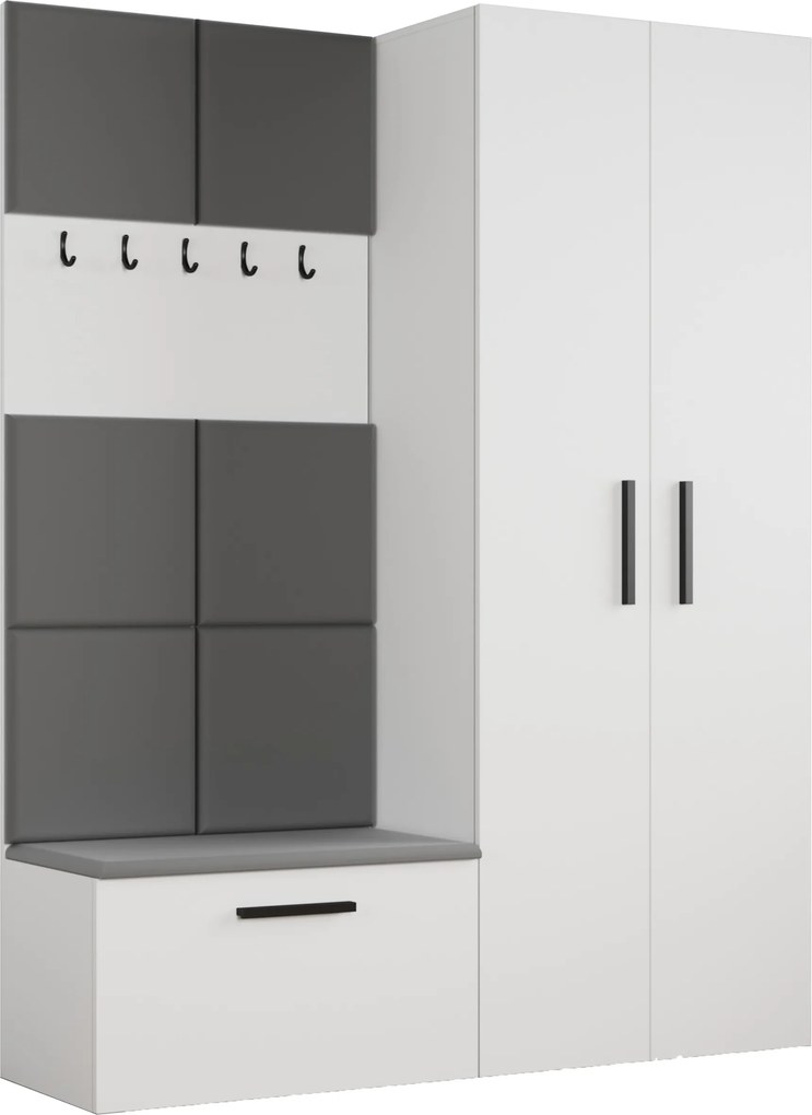 Masseno Garderoba MODULO 160,6/204/40 cm do Przedpokoju Nowoczesna Biała