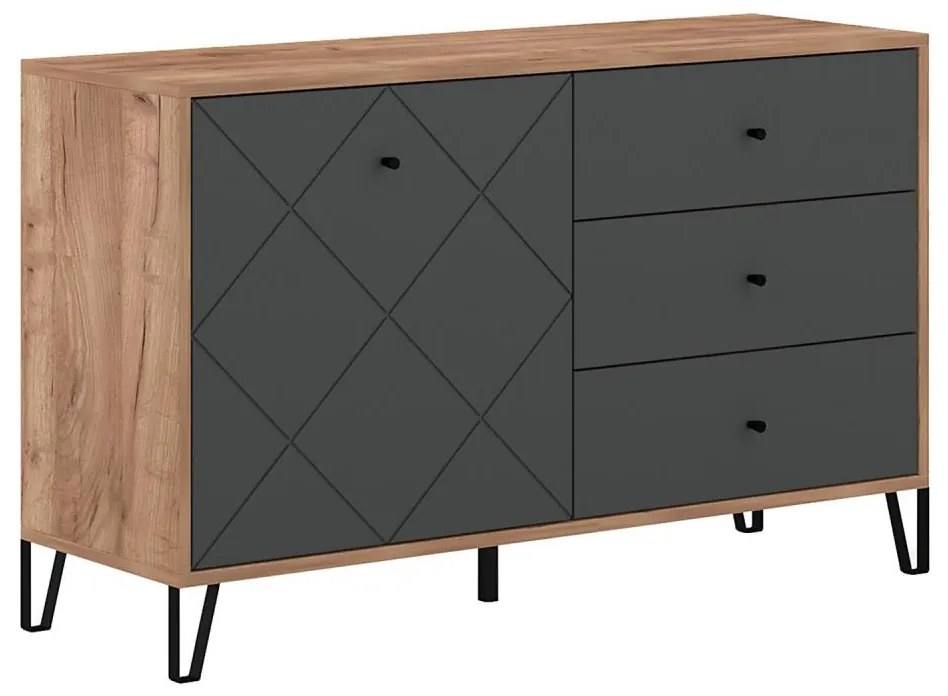 Komoda SULA dąb craft/czarny