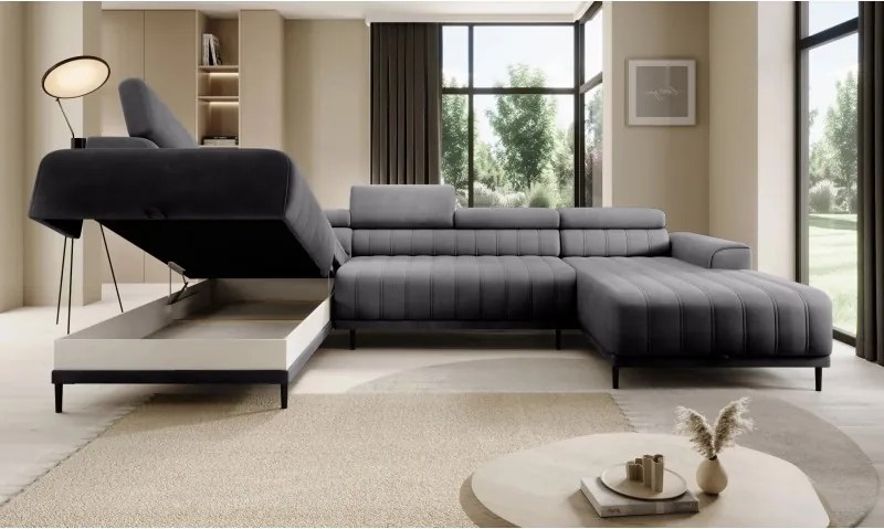 Narożnik CALDO XL Lewostronny z funkcją spania wolnostojący w tkaninie RUN AGAIN 90 WERSAL