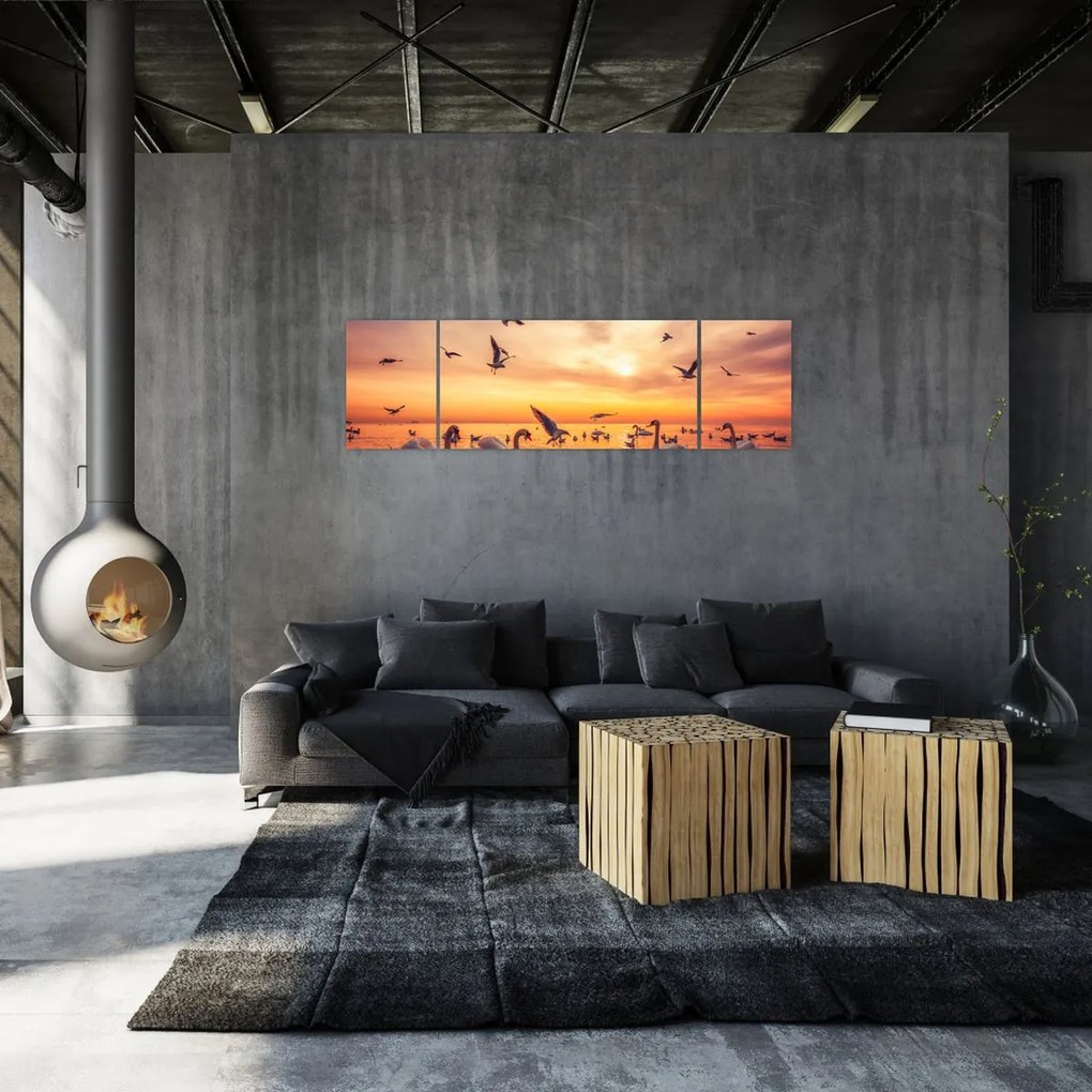 Obraz - Łabędzie (170x50 cm)