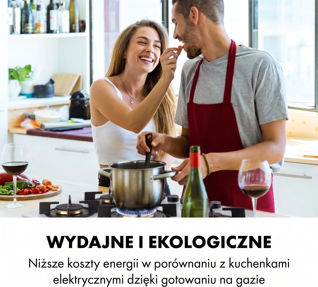 Klarstein Goldflame 70cm Płyta Gazowa 5 Palników Biały