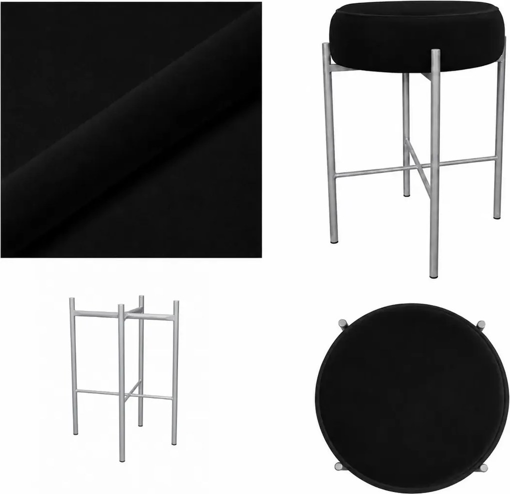 Hoker Pola krzesło barowe podstawa metalowa Tkanina Welur : Kolor Stelaża - Szary, Kolor tkaniny - VELVET - MG19, Typ tkaniny - Velvet