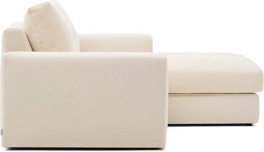 Beżowy narożnik z tkaniny szenilowej (prawostronny/z szezlongiem) Alea – Kave Home