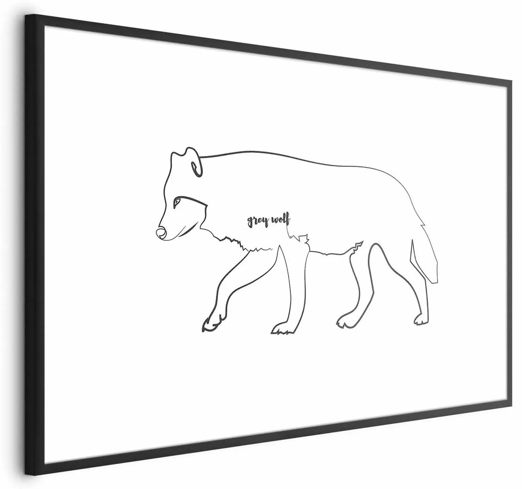 Plakat Wilk 30x21 cm z ramą czarną z marginesem ARTGEIST B