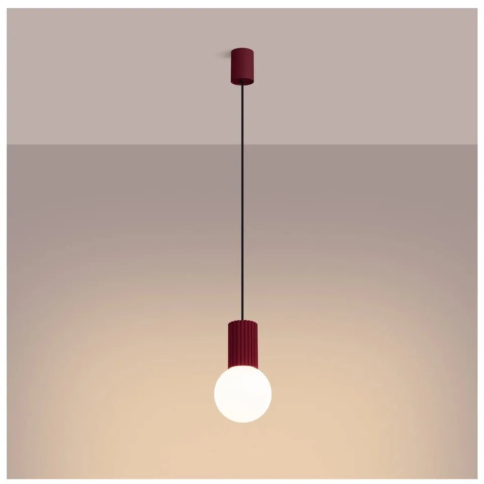 Bordowa lampa wisząca ze szklanym kloszem ø 12 cm Orbital – Sollux