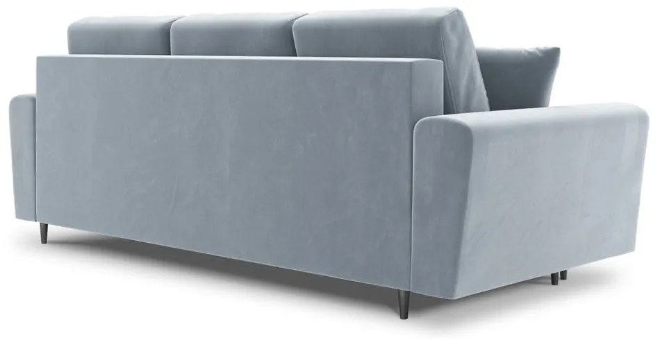 Jasnoniebieska aksamitna rozkładana/ze schowkiem sofa 235 cm Kyoto – Cosmopolitan Design