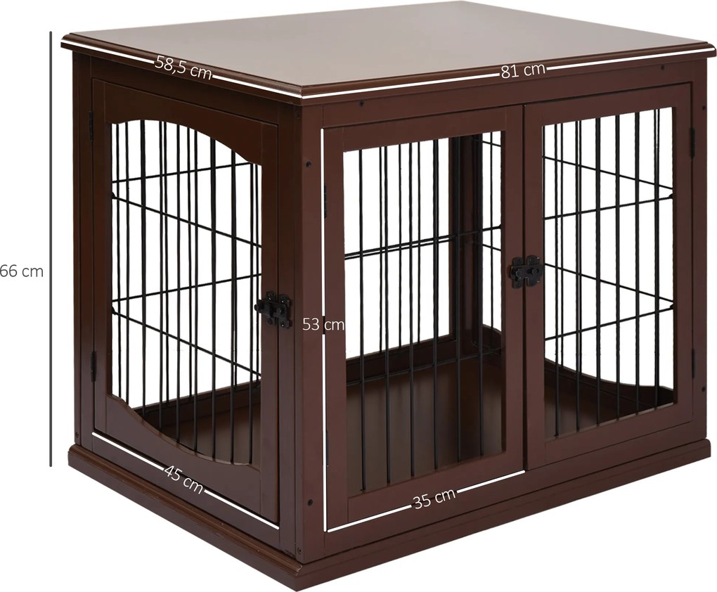 PawHut Buda dla psa, 2 wejścia, zamknięta, MDF i metal, 58,4 x 81,3 x 66 cm, Czarny