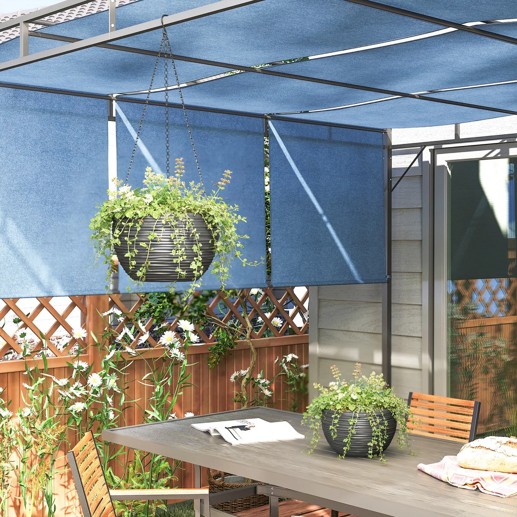 Outsunny Pojemniki na rośliny do wnętrz i na zewnątrz, samonawadnianie, wiszące donice z metalowymi łańcuchami, 4 sztuki, czarne | Aosom PL