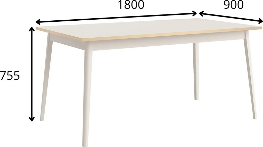 Stół SFERA Odcienie beżu do Salonu Jadalni 180 x 90 x 75,5 cm, Prostokątny