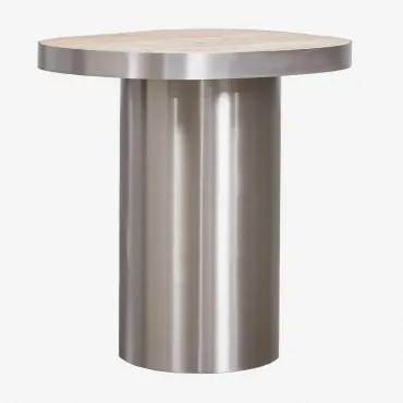 Szafka Nocna 45x40 Cm Z Naturalnego Kamienia I Stali Nierdzewnej Fertrix Travertine - Sklum